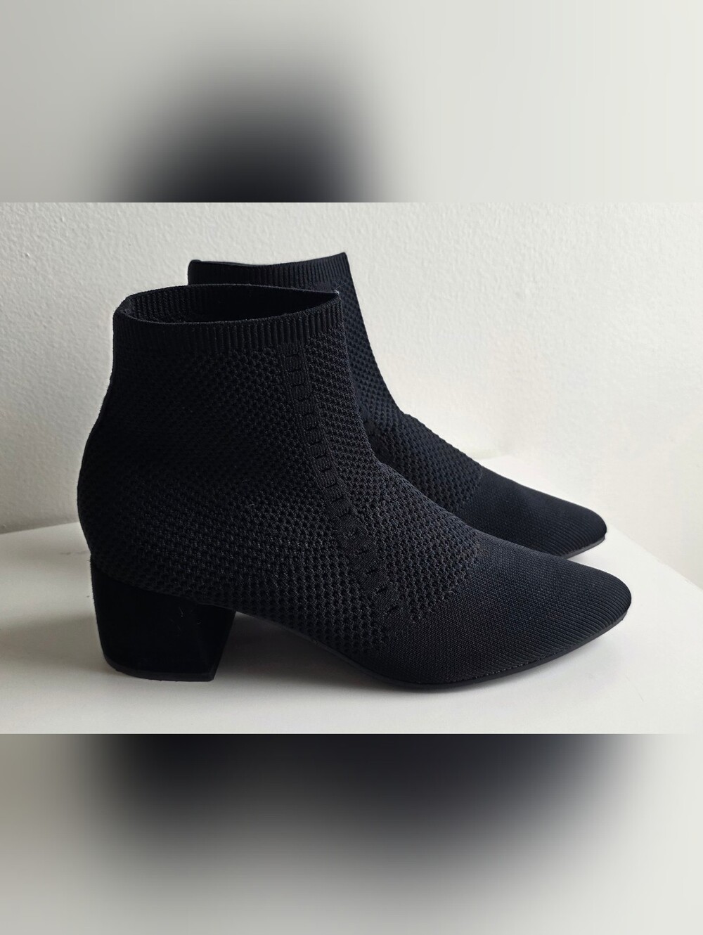 Eileen Fisher Black Knit Sock Ankle Booties